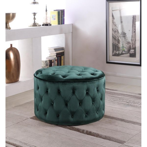 Modern Contemporary Adna OttomanGreen 19 x 31 x 31 in., Chic Home, Mfr#: FON9073-US